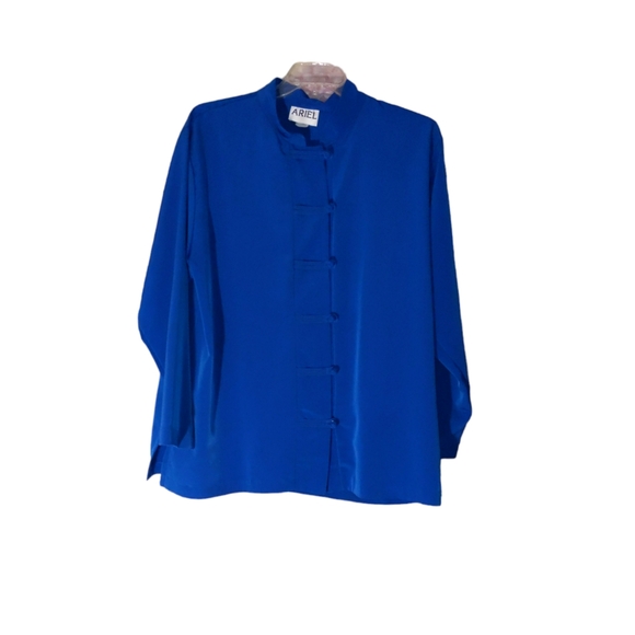 Ariel Vintage Blue Flowy Blouse Size 1X - Picture 2 of 9